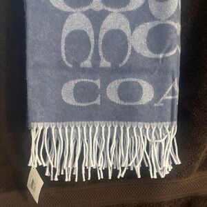 Coach Blue and White Logo Scarf
